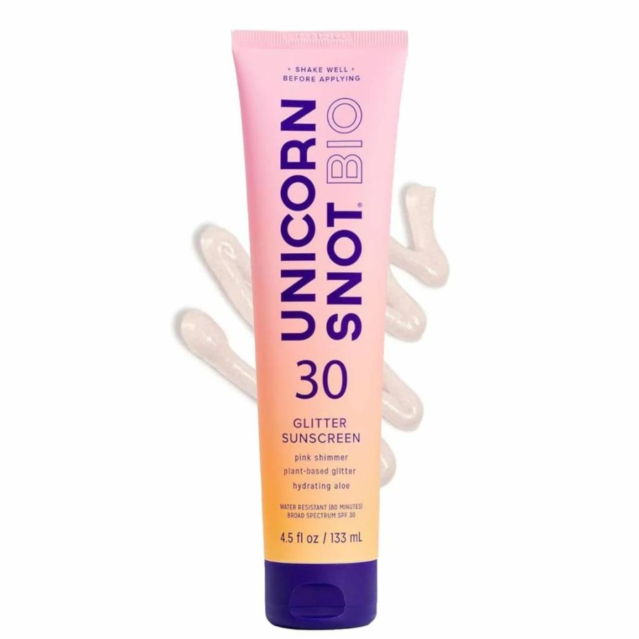 UNICORN SNOT Rose Gold Shimmer SPF 30 Sunscreen Lotion - UVA/UVB Face & Body Glow, Water Resistant, Cruelty-Free, Made in USA