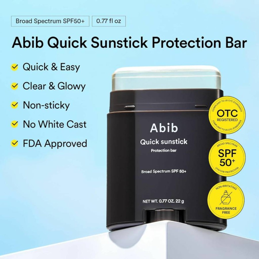 Abib Quick Sunstick Protection Bar SPF50+ PA+++ 0.77oz / 22g - Korean Sunscreen Stick with Centella Asiatica & Aloe Extract, No White Cast, Portable Suncare for Glowing Skin