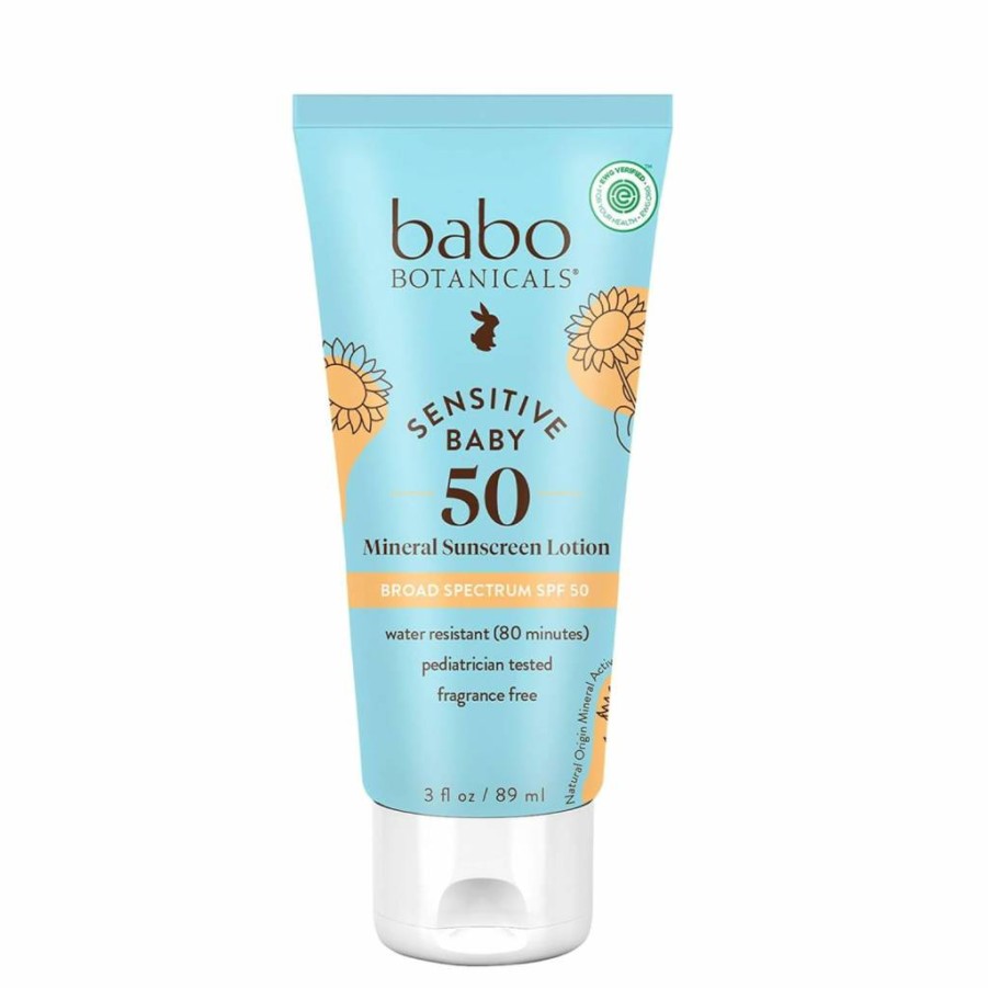 Amazon Baby Mineral Sunscreen SPF 50 - Zinc Oxide Fragrance-Free Water-Resistant for Sensitive Skin - EWG Verified Vegan Safe for Kids & Infants