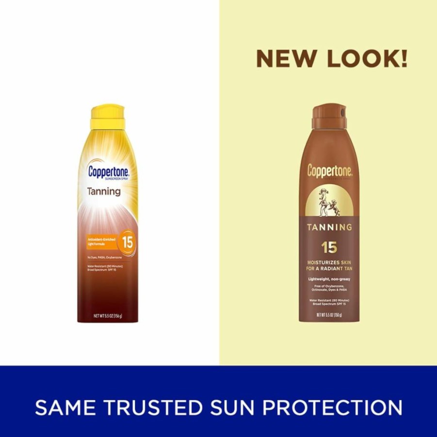 Coppertone SPF 15 Broad Spectrum Water Resistant Sunscreen Spray – Lightweight, Non-Greasy Tanning Lotion, 5.5 Oz