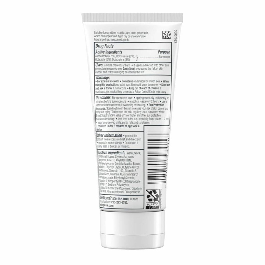 Neutrogena Ultra Gentle Daily Moisturizer with SPF 30 & Cica for Sensitive Skin, Fragrance-Free, Lightweight, 3.4 Fl. Oz