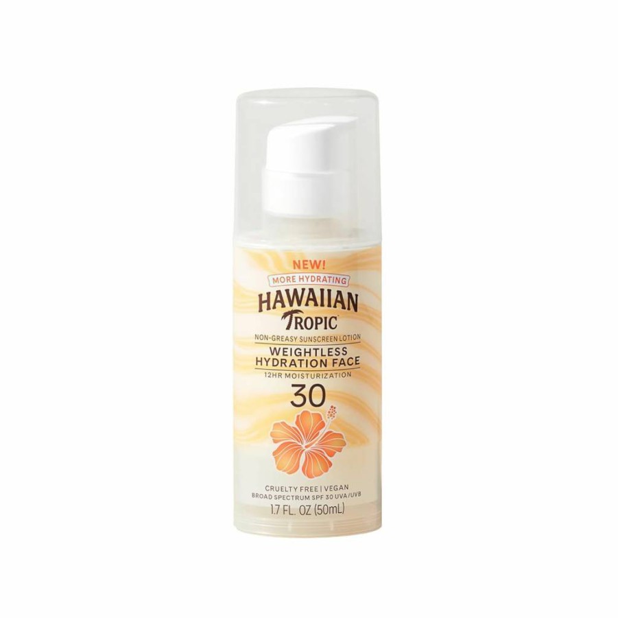 Hawaiian Tropic Weightless Hydration Face Sunscreen SPF 30, 1.7oz Travel Size – Oil-Free Sunblock for Beach & Summer Protection