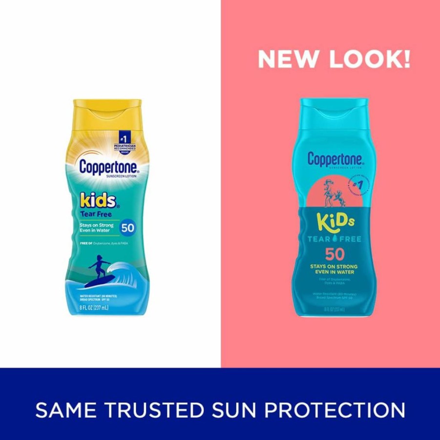 Coppertone Kids Sunscreen Lotion SPF 50, Waterproof & Tear-Free, Pediatrician Recommended, 8 Fl Oz, UVA/UVB Protection