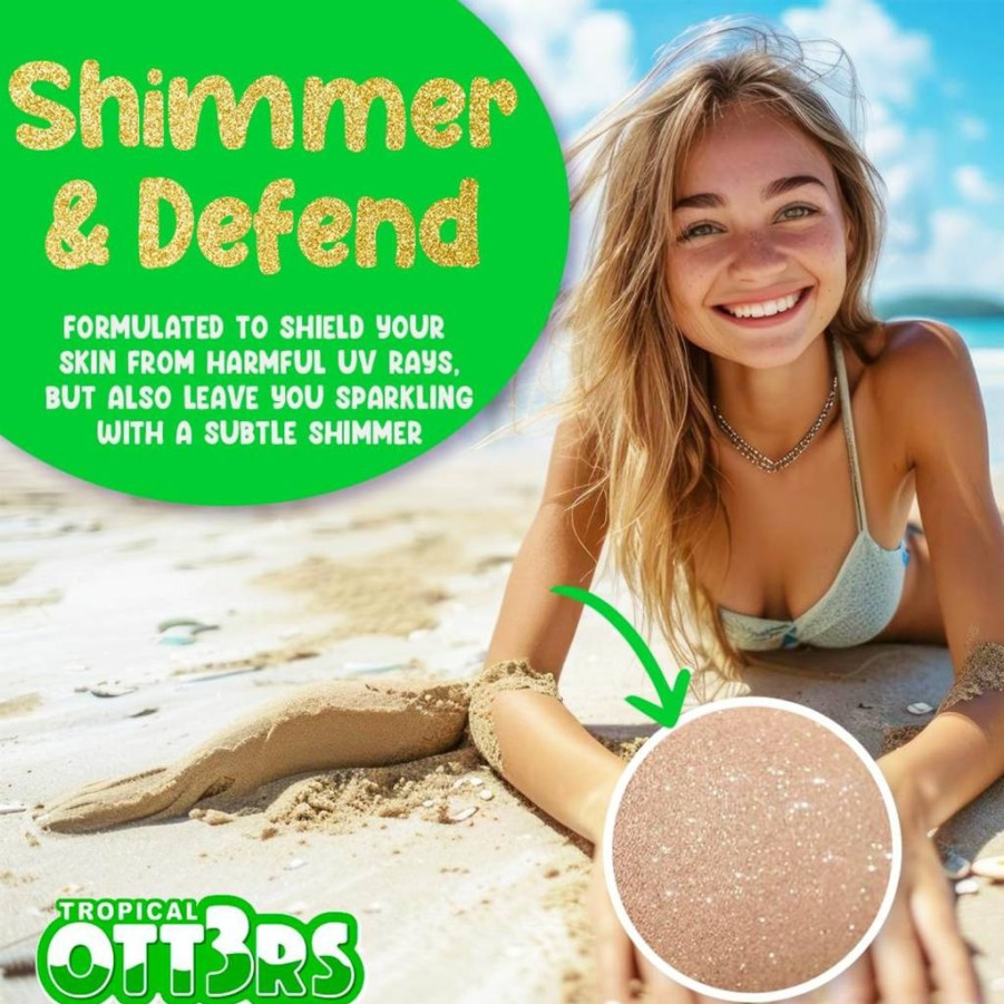 TROPICAL OTT3RS Glitter Sunscreen SPF 50 with Shimmer & Sparkle for Kids & Women - UVA/UVB Protection, 80 Min Water Resistant, Scented Lotion 4.5Oz (USA Made)