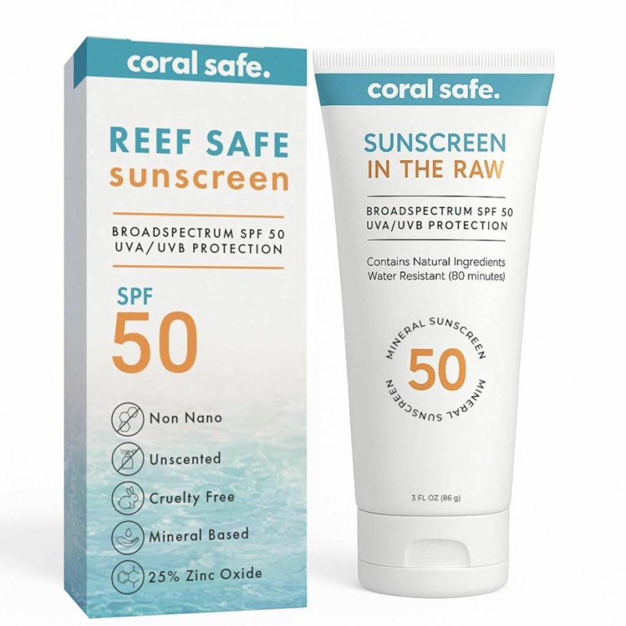 Coral Safe Reef Friendly SPF 50 Sunscreen Lotion - Biodegradable Zinc Formula, Oxybenzone & Octinoxate Free, Water Resistant, Natural Ingredients, Travel Size for Hawaii & Mexico