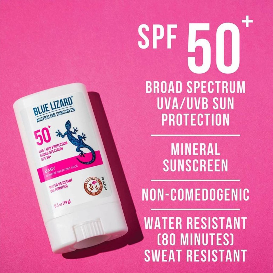 BLUE LIZARD Baby Mineral Sunscreen Stick SPF 50+ with Zinc Oxide, Water Resistant, Fragrance-Free UVA/UVB Protection, 0.5 Oz