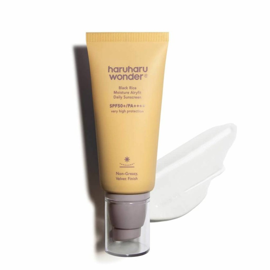 HARUHARU Wonder Black Rice Moisture Airyfit Daily Sunscreen SPF 50+ 1.69 Fl Oz - Lightweight Velvet Finish Korean Skincare