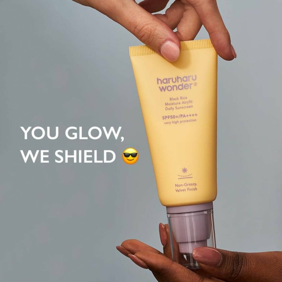 HARUHARU Wonder Black Rice Moisture Airyfit Daily Sunscreen SPF 50+ 1.69 Fl Oz - Lightweight Velvet Finish Korean Skincare