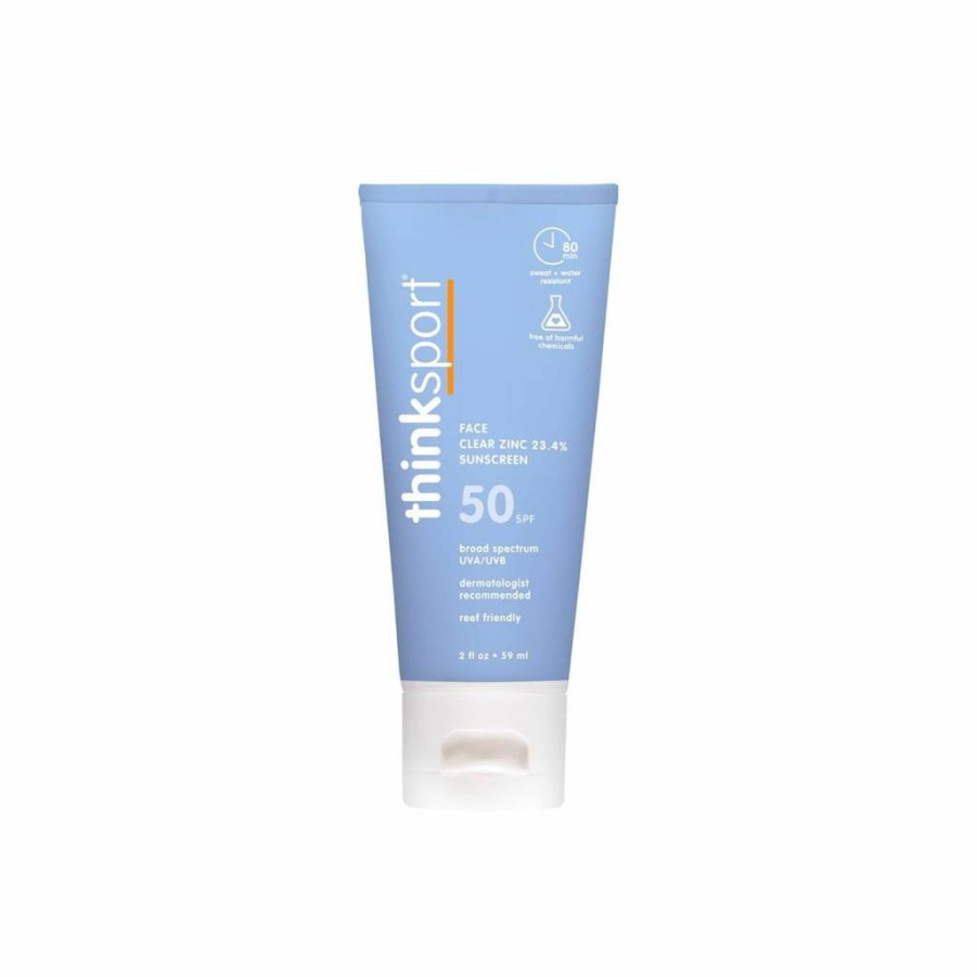 THINK SPF 50 Mineral Sunscreen with Zinc Oxide – 2 Fl Oz, Water Resistant, Reef Safe, Broad Spectrum UVA/UVB Protection, Non-Greasy & Lightweight
