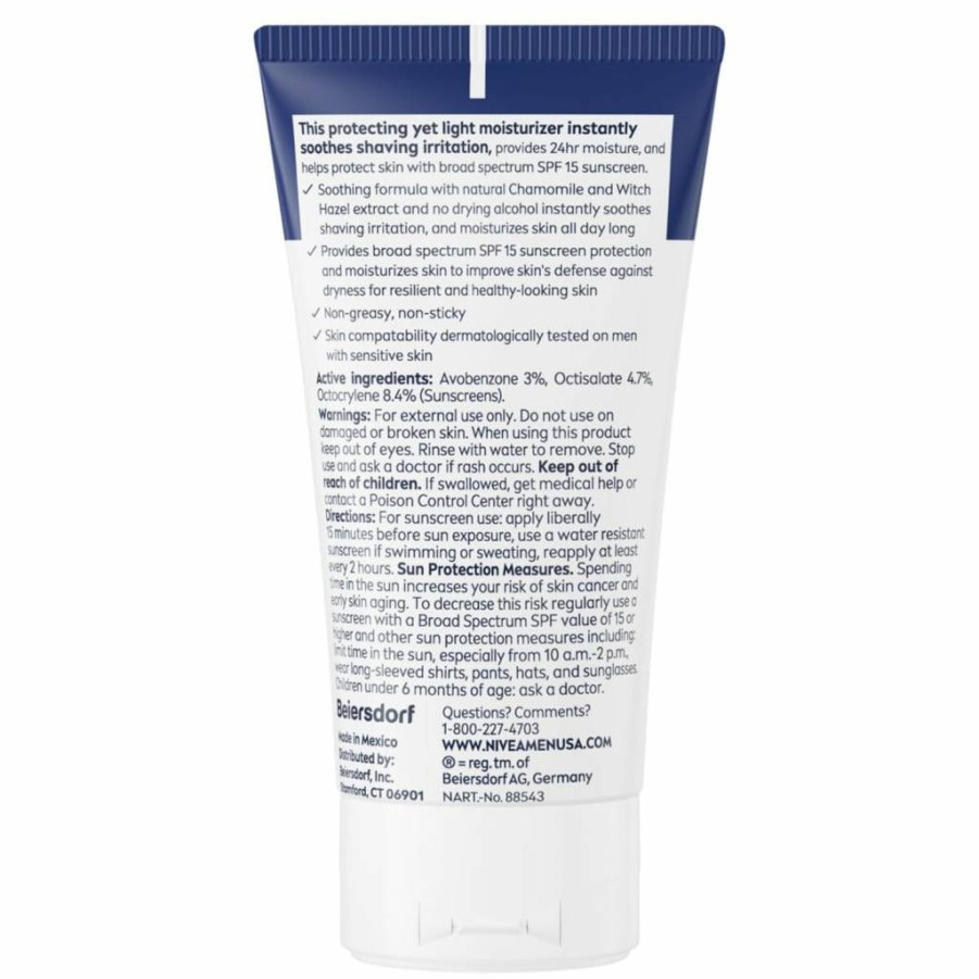 Nivea Men Sensitive Face Lotion SPF 15 Broad Spectrum Sunscreen, 3 Pack (2.5 Fl Oz Each) for Men's Daily Moisturizing & Sun Protection