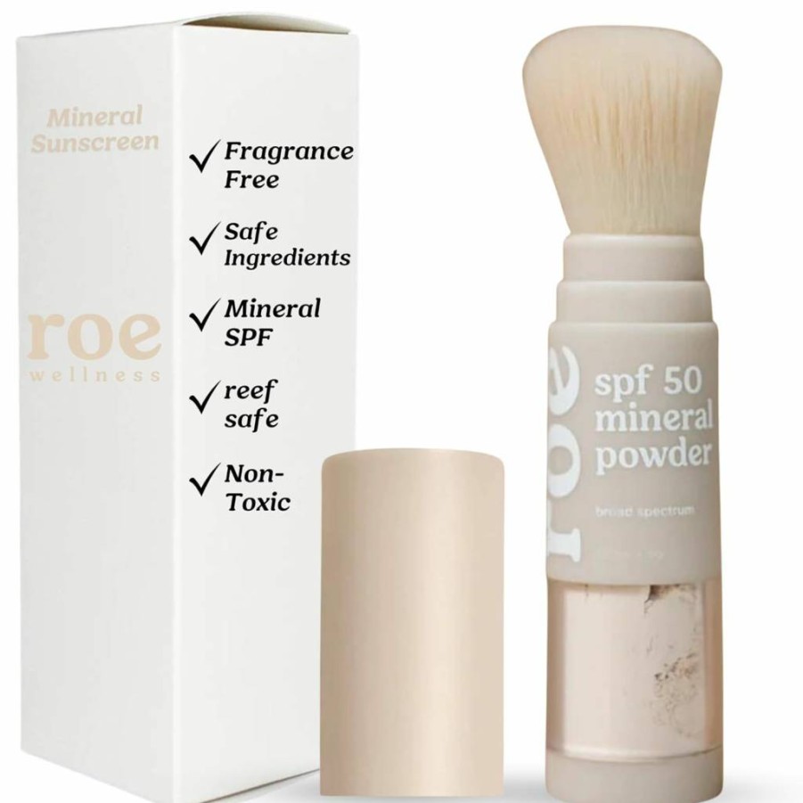Roe Wellness Kids SPF 50 Mineral Sunscreen Powder - Reef-Safe, Easy Brush-On Application for Babies, Children & Adults