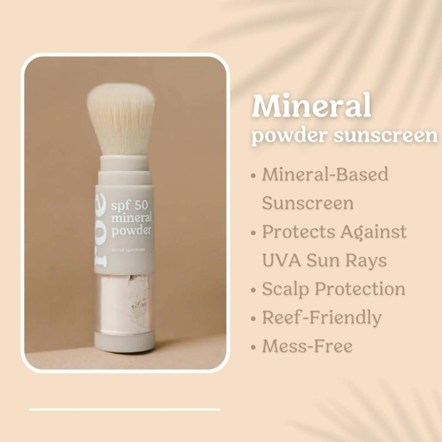 Roe Wellness Kids SPF 50 Mineral Sunscreen Powder - Reef-Safe, Easy Brush-On Application for Babies, Children & Adults