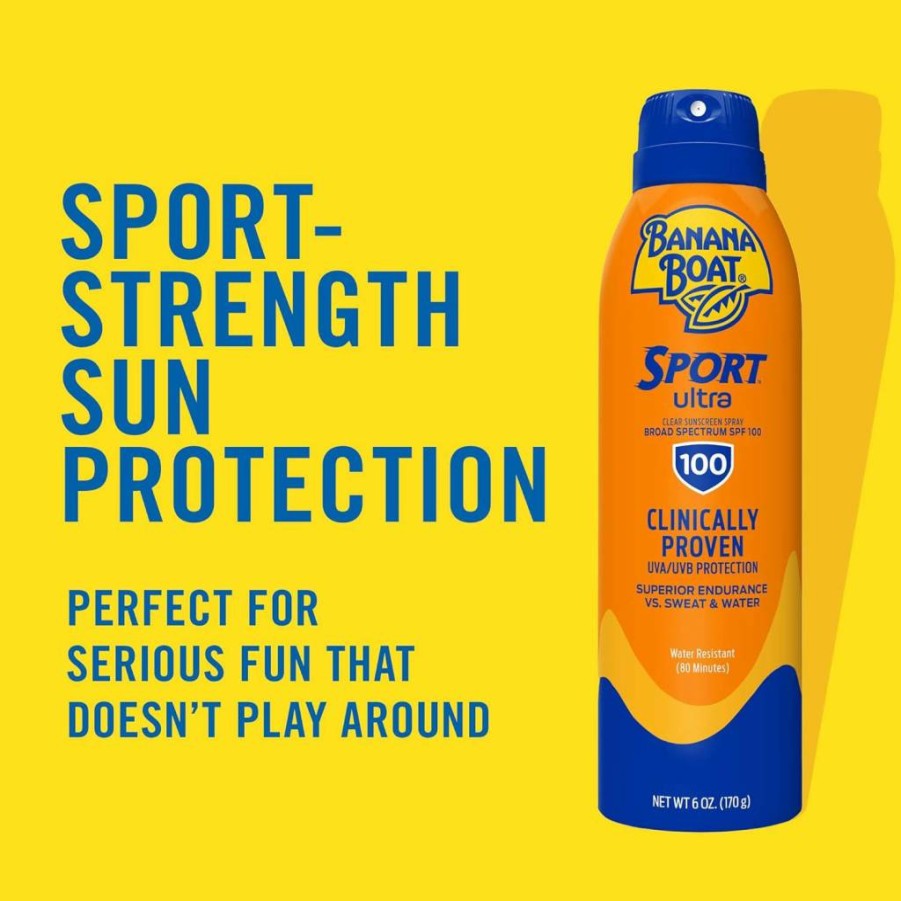 Banana Boat Sport Ultra SPF 100 Sunscreen Spray 6oz (Pack of 2) - Water Resistant, Broad Spectrum, UVA/UVB Protection for Active Lifestyles