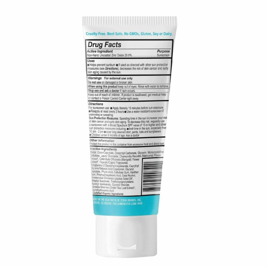 Fresh Monster Kids Mineral Sunscreen SPF 30 | UVA/UVB Protection | Hypoallergenic, Reef Safe & Non-Nano Zinc Oxide for Face & Body