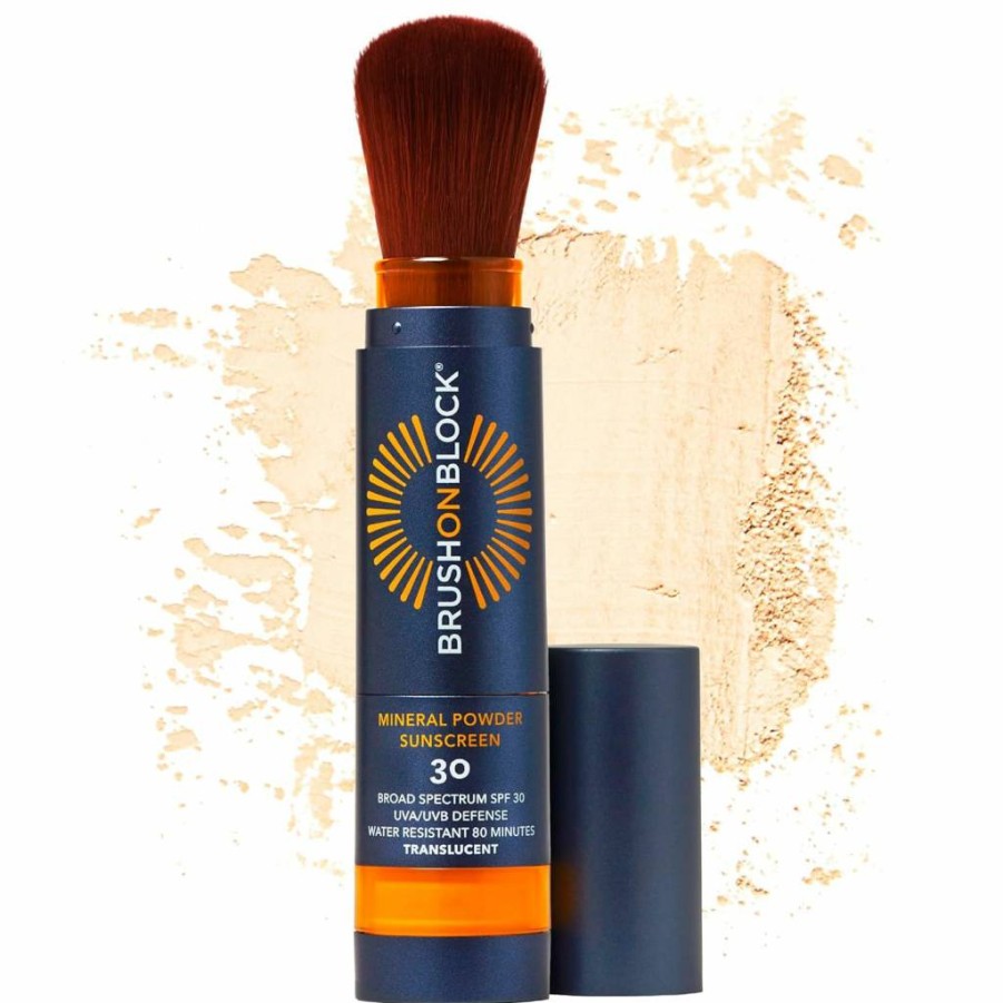 Brush On Block SPF 30 Mineral Powder Sunscreen - Refillable, Broad Spectrum, Water Resistant, Touch Of Tan, Reef Safe, For All Skin Types, Made in USA