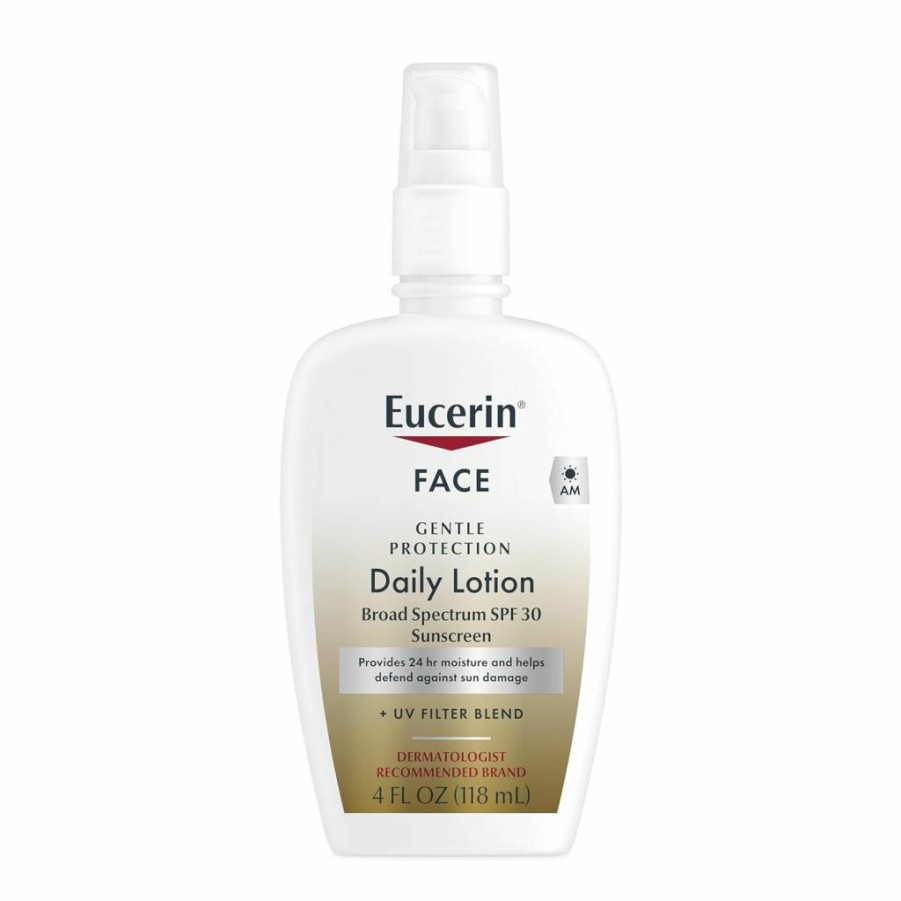 Eucerin SPF 30 Daily Protection Face Lotion for Sensitive & Dry Skin, Fragrance-Free Moisturizer with Broad Spectrum Sunscreen, 4 Fl Oz