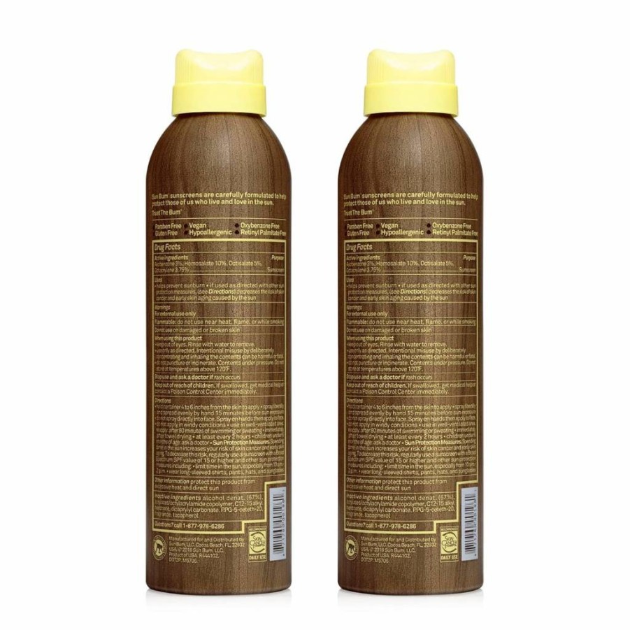 Sun Bum SPF 30 Sunscreen Spray 2 Pack - Vegan, Reef Safe, Broad Spectrum UVA/UVB Protection, Octinoxate & Oxybenzone Free, Moisturizing with Vitamin E
