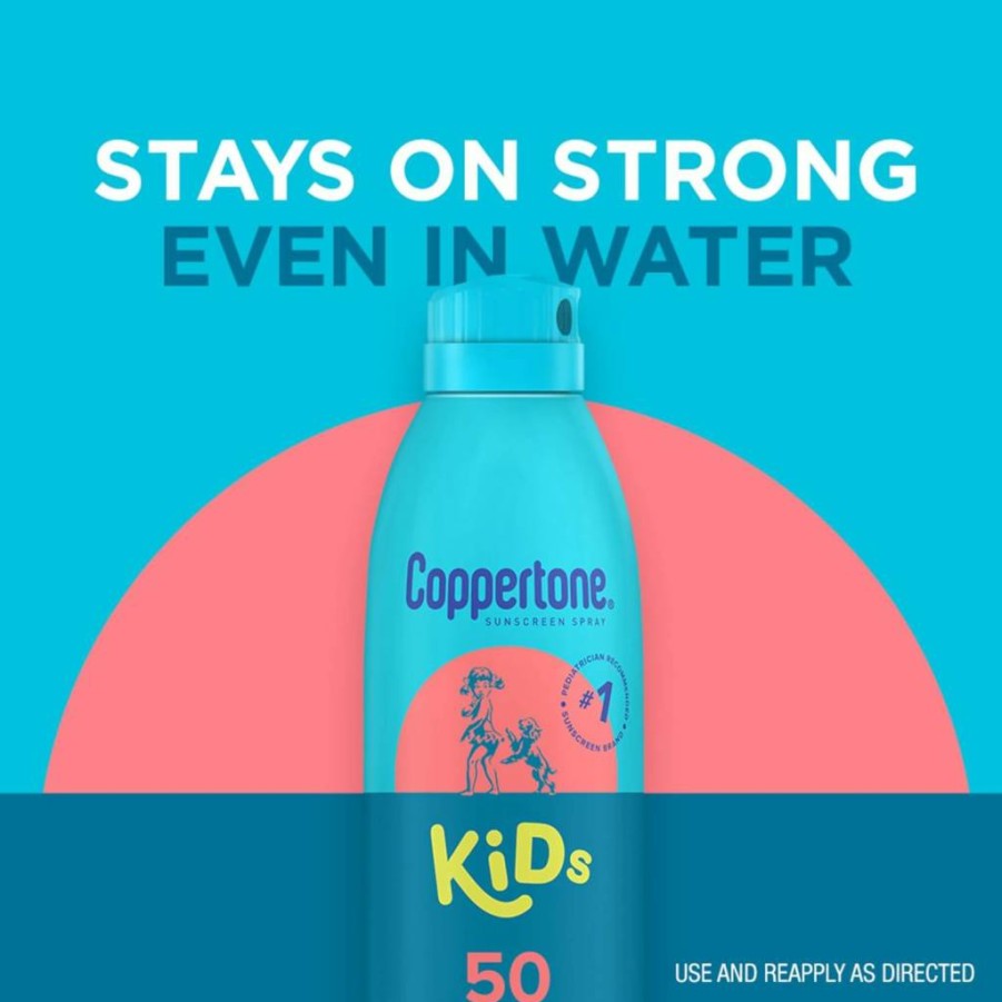 Coppertone Kids SPF 50 Sunscreen Spray, 5.5 Oz (Pack of 2) – Water-Resistant, UVA/UVB Protection, Gentle for Children, Packaging May Vary