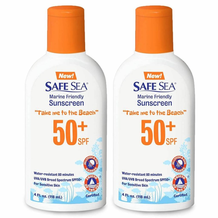 SAFE SEA SPF 50+ Sunscreen Lotion 4Oz – Waterproof, Biodegradable, Coral Reef-Safe, Jellyfish & Sea-Lice Sting Protection for Face & Body