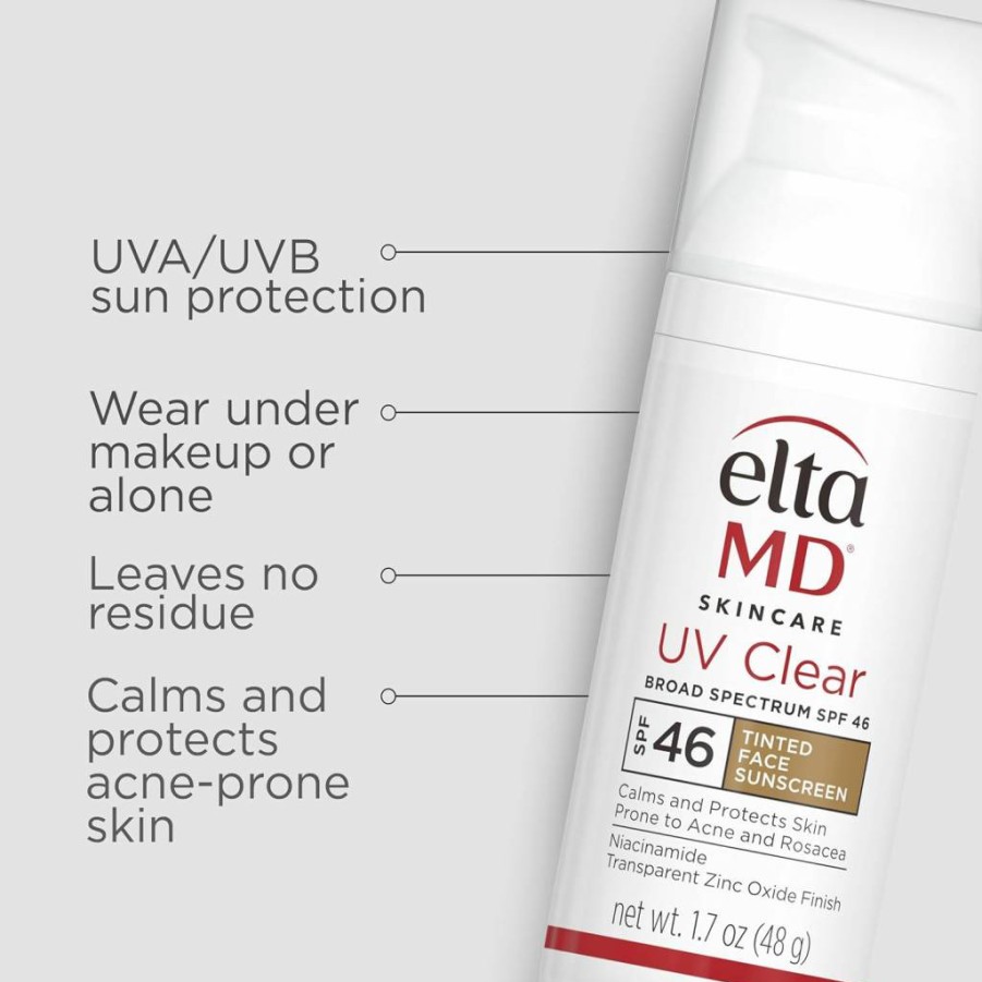 Amazon EltaMD UV Clear Tinted Facial Sunscreen SPF 46, Oil-Free Mineral Sunscreen with Zinc Oxide, Dermatologist Recommended, 1.7 oz Pump for Acne-Prone & Sensitive Skin