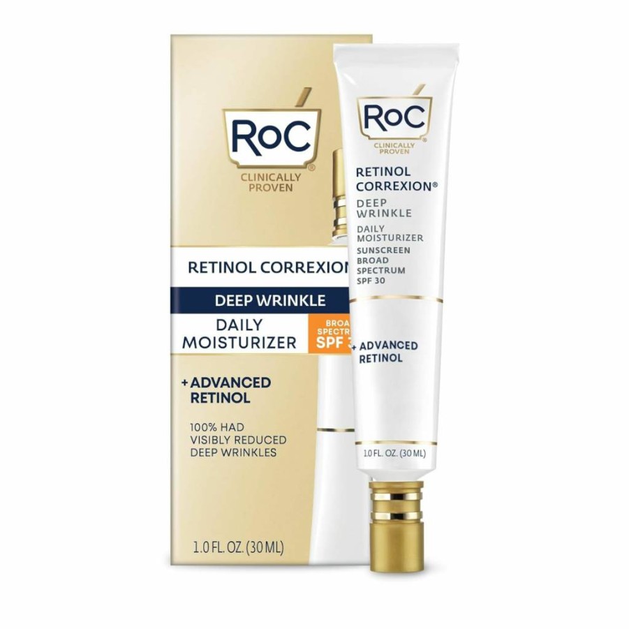 RoC Retinol Correxion Daily Moisturizer with SPF 30 for Wrinkles, Fine Lines, Dark Spots & Acne Scars, 1 oz (Packaging May Vary)