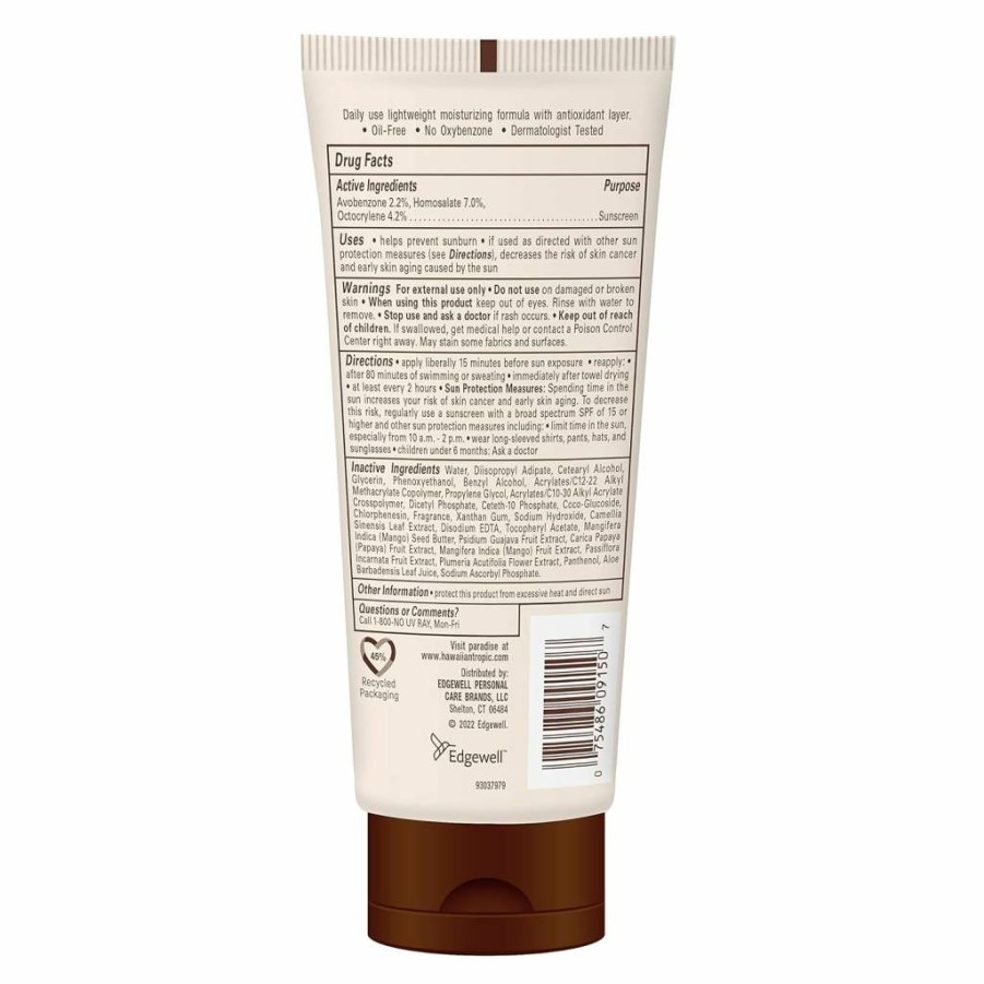 Hawaiian Tropic SPF 30 Sunscreen Lotion with Green Tea Extract, Oxybenzone-Free, 6 oz | Hydrating Body Sunscreen for UV Protection